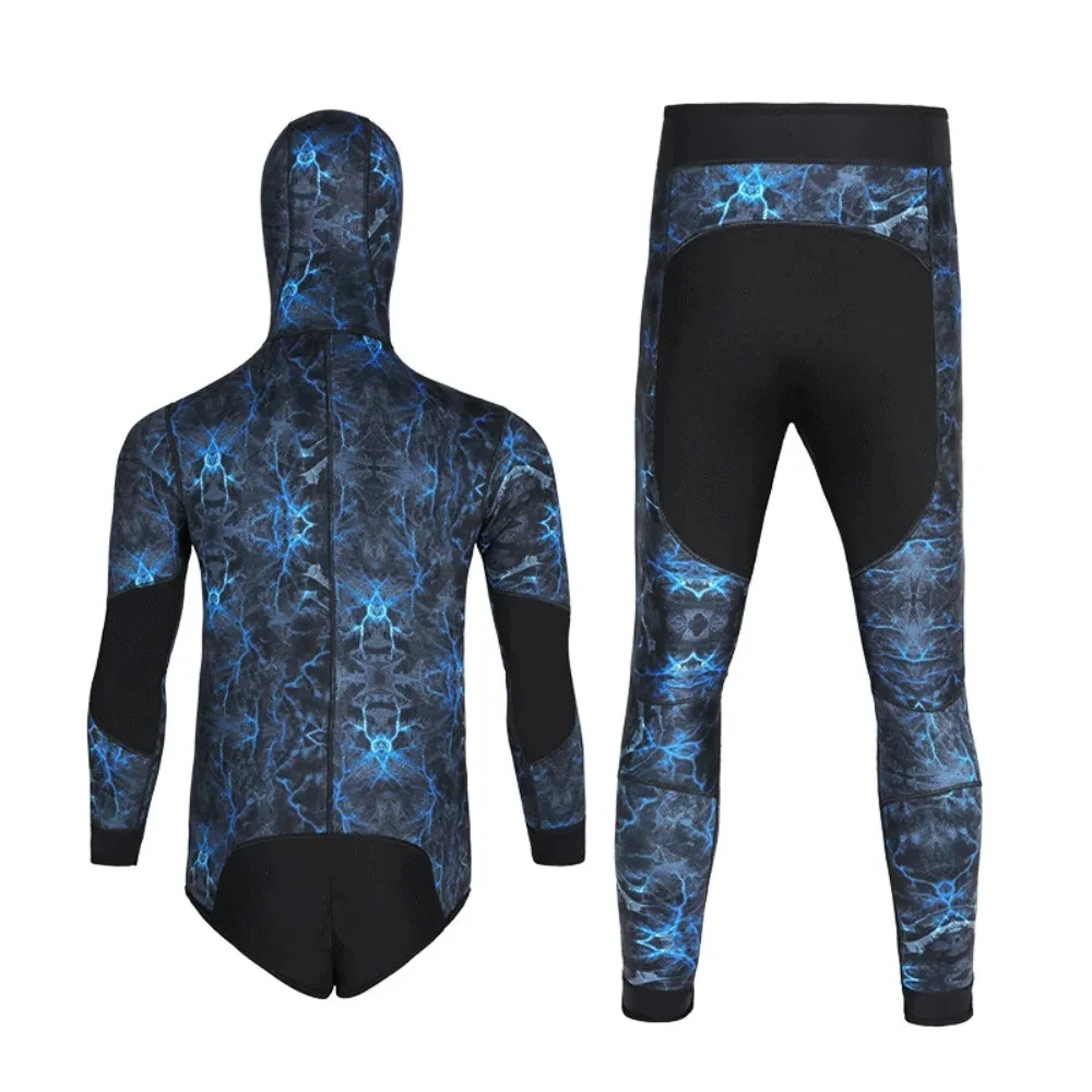 Camouflage Diving Suit 5MM Neoprene Hooded Wetsuit Winter Warm Protection Fishing Suit Men Sunscreen Beach Diving Clothes