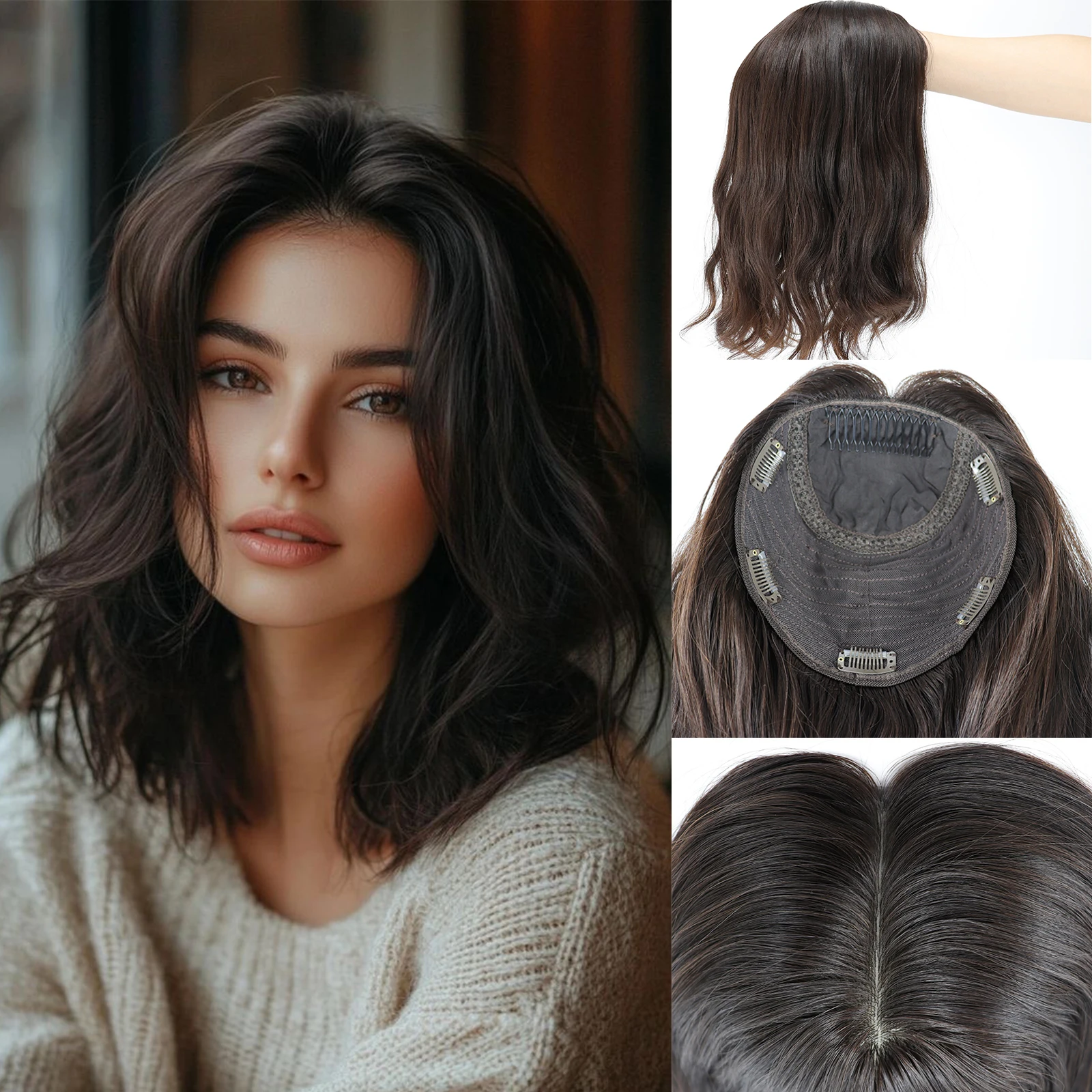 Virgin Human Hair Jewish WIg With Silk Base Natrual Scalp Natural Wave Skin Top Topper Wigs For White Women Same Hair Length