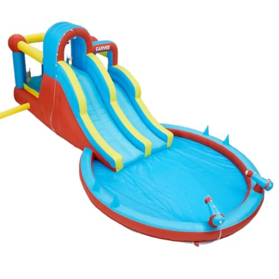 

Inflatable Bounce House Water Slide for with Splash Pool Long Slip Mat Outdoor Backyard Water Park Dual Slides Powerful Blower