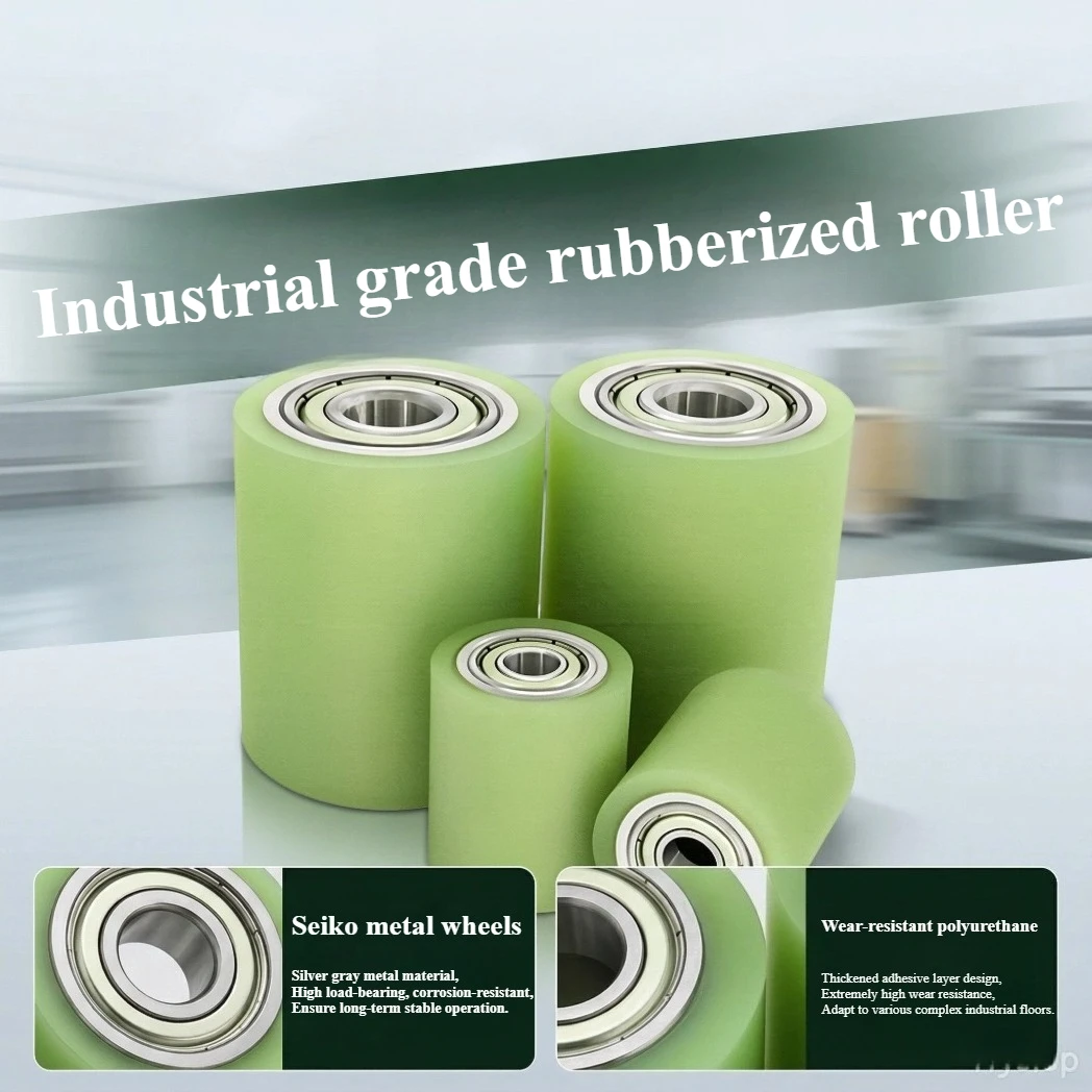 

1pc Non Powered Roller 50mm Polyurethane PU Rubber Roller Drum Double Bearing Wear-resistant