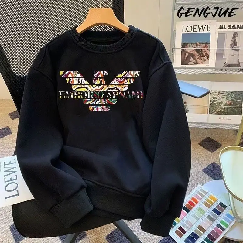 

Autumn and Winter New Large Size Plus Velvet Men's Korean Autumn and Winter Long Sleeve Hot Versatile Top Round Neck Sweater