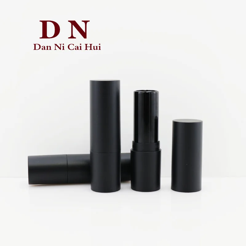 Plastic Black Matte Lip Stick Tube Cosmetic Lipstick Empty Packaging Container Caliber 12.1mm lip gloss tubes Make Tool