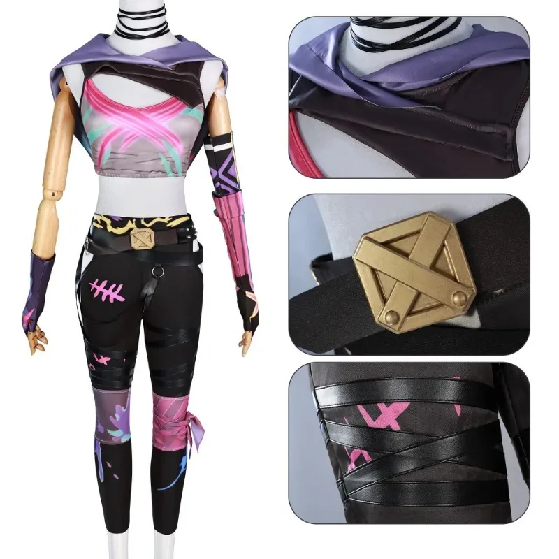 

Anime Arcane 2 Game LOL Jinx Cosplay Costume Top Pants Hood Accessories Full Set Holiday Party Carnival Dress Up Women Hoodiex;8