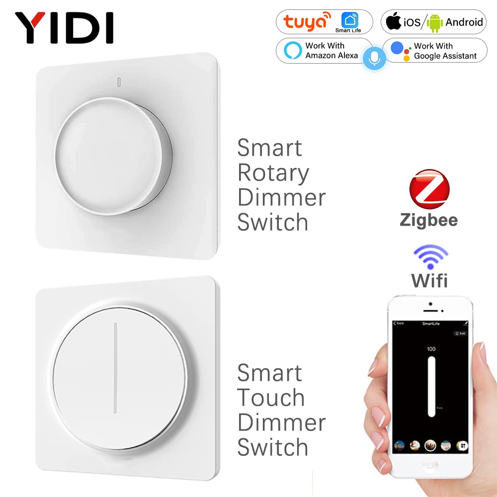 WiFi ZigBee Smart Rotary/Touch Dimmer Switch Smart LifeTuya APP Controllo vocale remoto wireless Funziona con Alexa Google Assistant