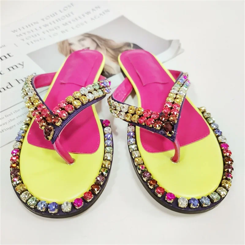 Summer New Slippers Roman Ladies Sandals Casual Vacation Women's Shoes Luxury Brand Rhinestone Flats Fashion Female Footwear