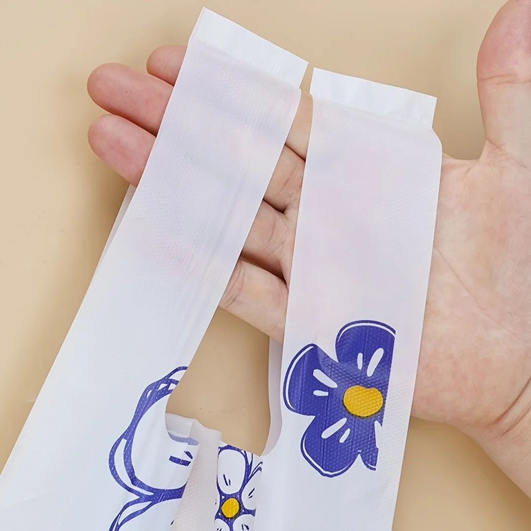 100 Stück strapazierfähige Plastiktüten, dicke und robuste Einkaufstaschen, geeignet zum Einkaufen, als Geschenkverpackung und zur Aufbewahrung. – Detail 4