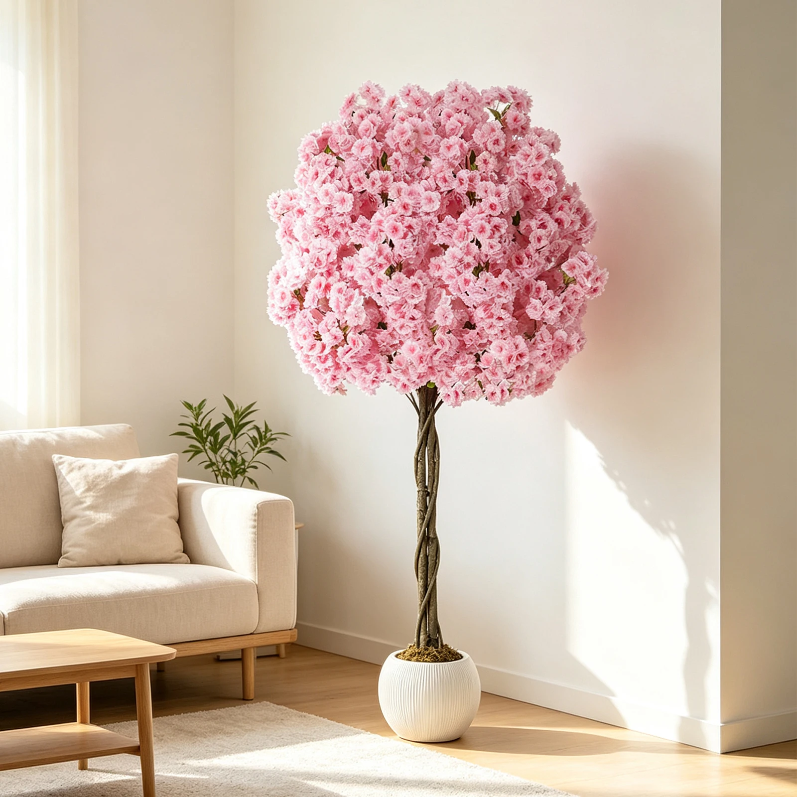 150 cm hoher künstlicher Kirschblütenbaum, Seidenblumenbaum mit beschwertem Pflanzgefäß, künstliche Blumendekoration für Zuhause, Hochzeit, Büro, Terrasse, Balkon