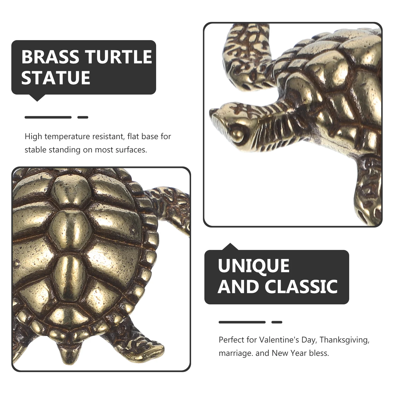 

1pc Solid Brass Turtle Statue Gold Plated Desktop Decor Home Office Car Dashboard Animal Sculpture Tabletop Gift
