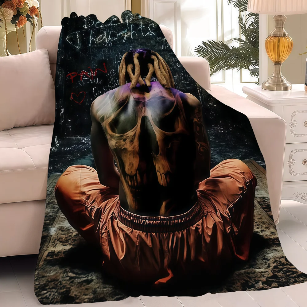 مغني الراب L-lil Durk بطانية دافئة وناعمة مناسبة لغرفة النوم وغرفة المعيشة وأريكة السرير والمكتب والسفر والتخييم