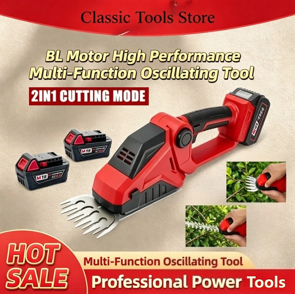 Electric Grass Trimmer Cordless Hedge Trimmer Bush Trimmer Grass Shears Handheld Garden Power Tool  For Milwaukee Battery