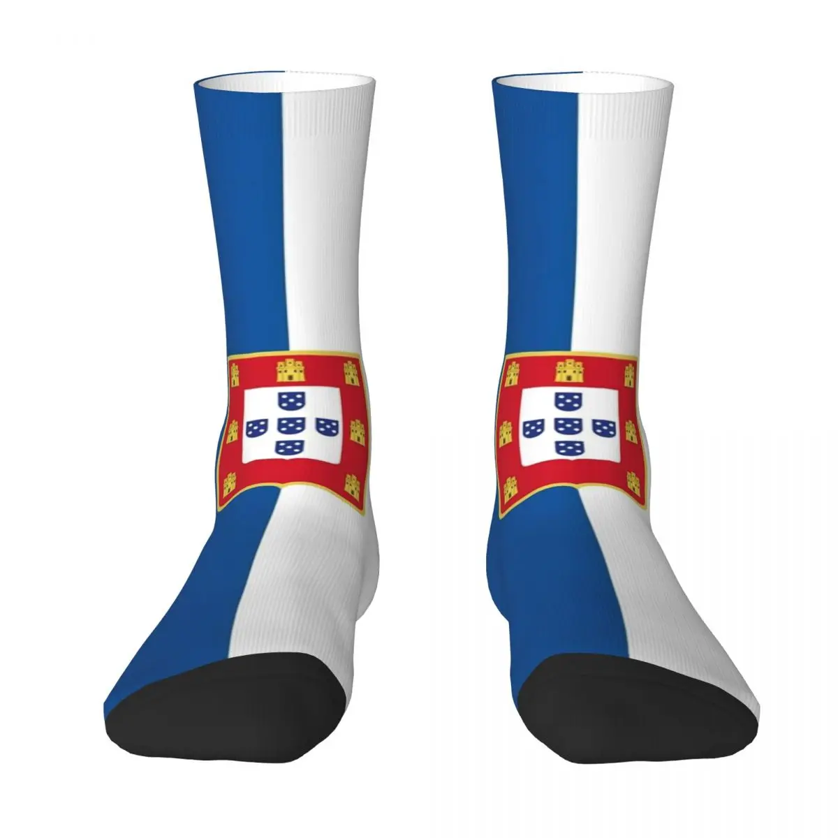 Portugal Stockings White and Blue Flag Printed Funny Socks Winter Anti-Slip Socks Men Running Sports Soft Breathable Socks