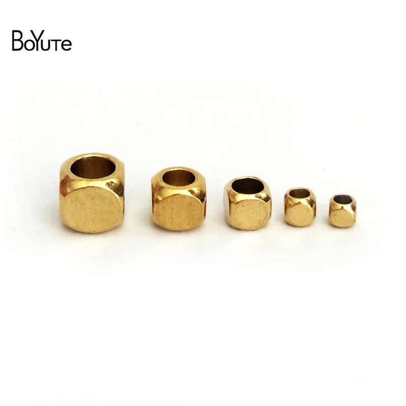 BoYuTe (100 Pieces/Lot) 1.5-2-2.5-3-4-5-6MM Metal Brass Square Beads Handmade Beading Material Diy Loose Beads Accessories