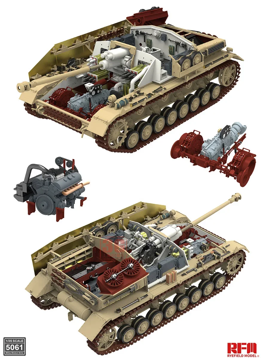 Rye field model RFM assembling tank model kit RM-5061 No. 4 assault gun internal version movable track 1/35