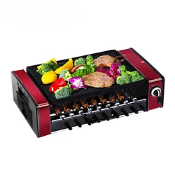 Automatic Smokeless BBQ Electric Kebab Rotary Grill Stove Rotisserie Teppanyaki Barbecue Non-stick Frying Pan Skewer Griddle EU