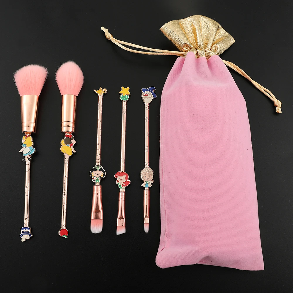 애니메이션 백설공주 인어 엘사 신데렐라 재스민 메이크업 브러쉬, 코스프레 액세서리, 여성 메이크업 도구, 세트당 5 개