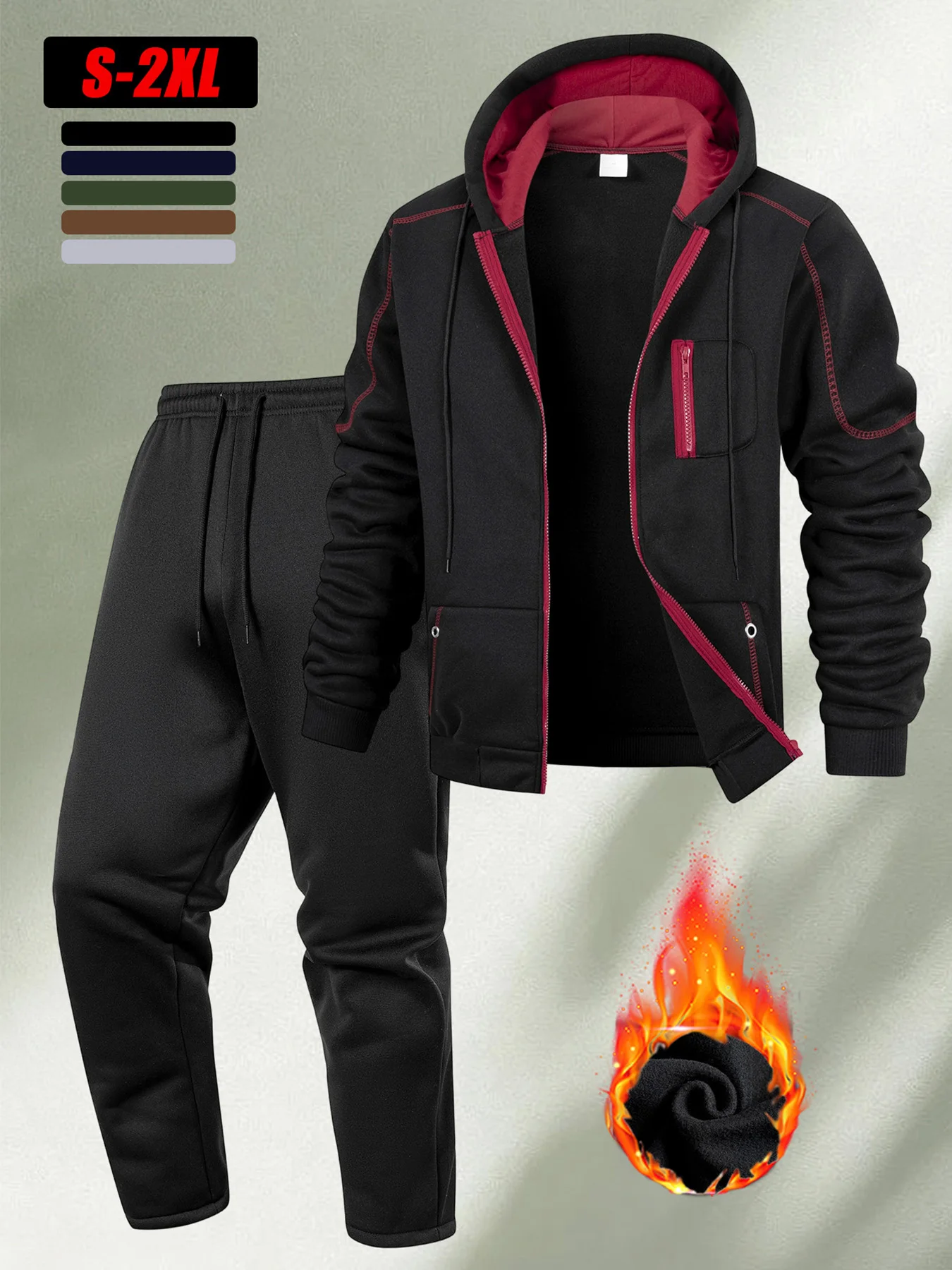 

Trendy Men's Cardigan Hooded Sweatshirt Sport Suit Autumn/Winter Outdoor Casual Set Fashion Casual Hoodie Jacket + Long Pants