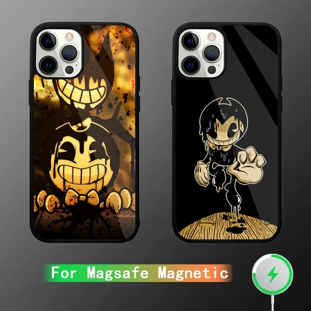 Game B-Bendy And The I-InkMachine Phone Case For iPhone 16,15,14,13,12,11,Plus,Pro,Max Mini Magsafe Magnetic Wireless Charging