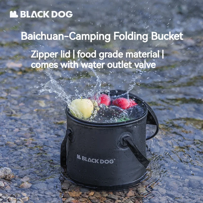 Naturehike Blackdog Folding Water Bucket With Lid Outlet Outdoor Camping Travel Picnic Bag Fishing Storage Box Sink Portable 20L