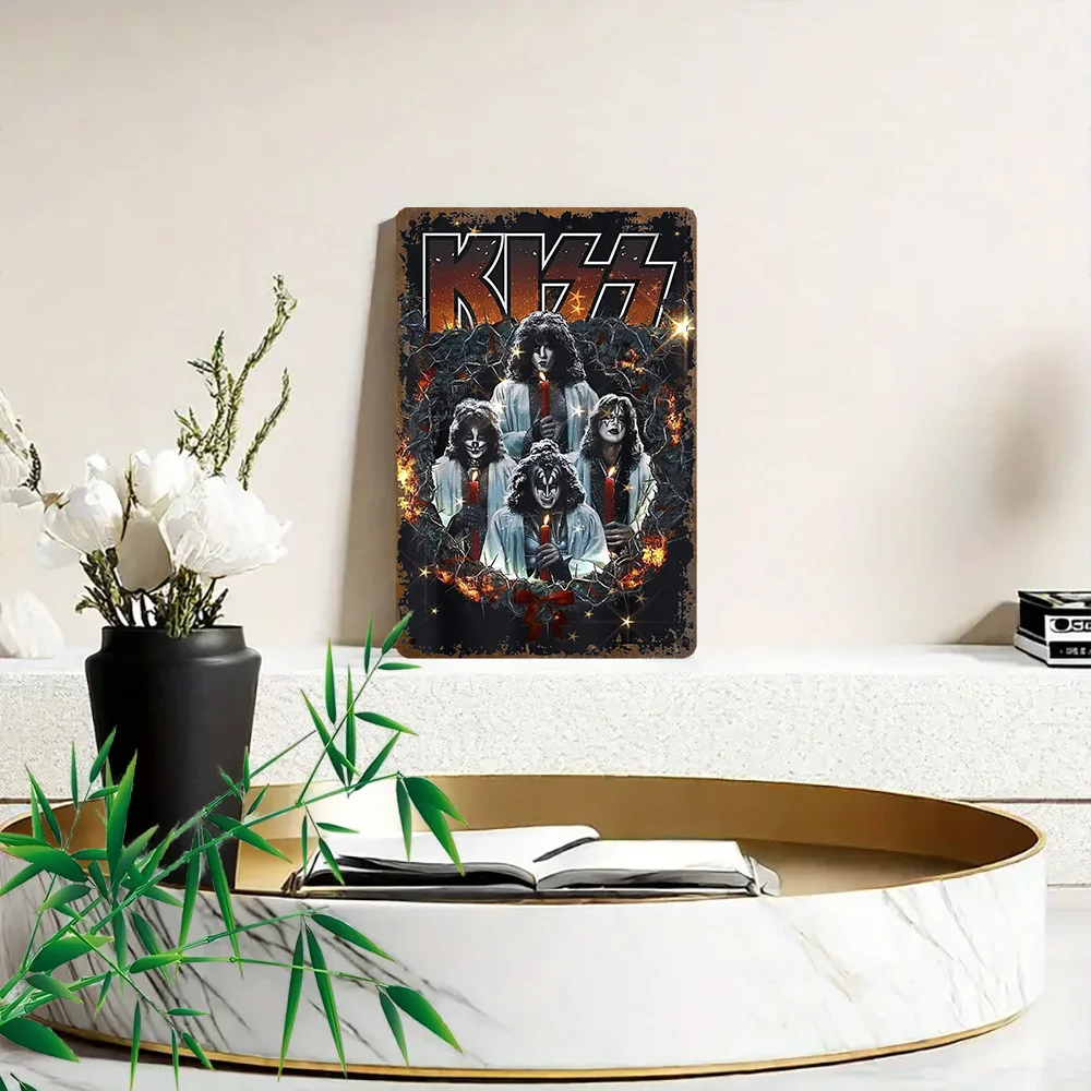 Vintage KISS Band Metal Sign Decorative Plaque | Iron Craft Wall Hanging for Home, Bar, Cafe, Restaurant Multipurpose Retro Ar