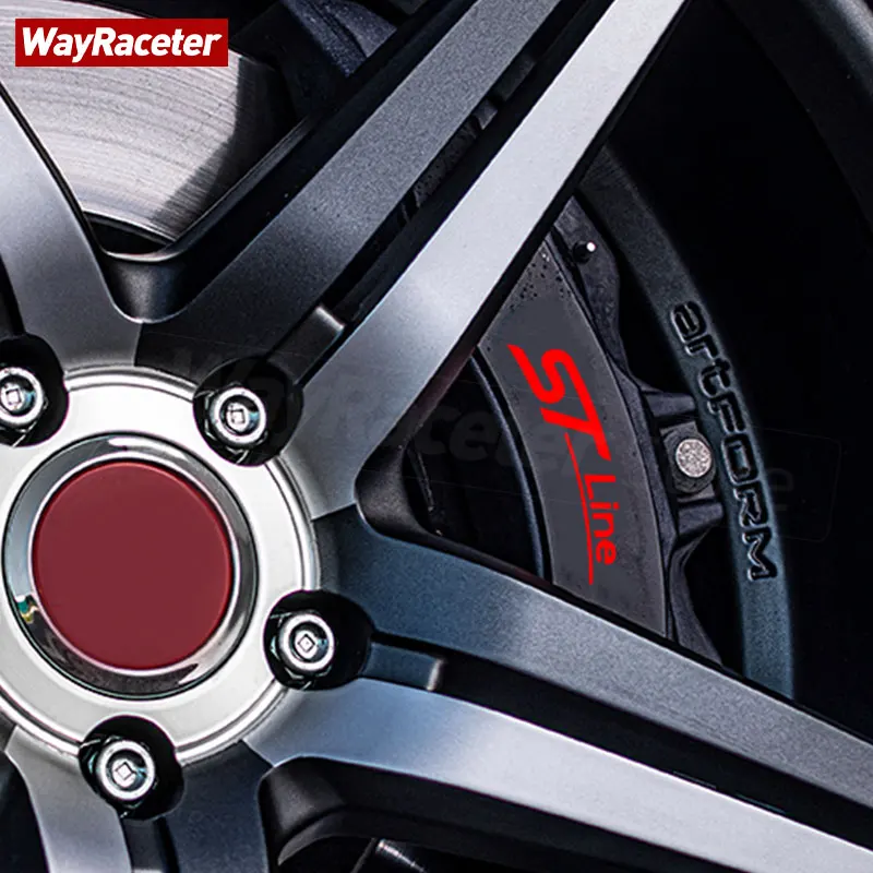 6 Stück reflektierende Hochtemperatur-wasserdichte Auto-Bremssattelaufkleber für Ford ST Line Focus Fiesta Mondeo Fusion Kuga MK8 MK7 MK4 Edge
