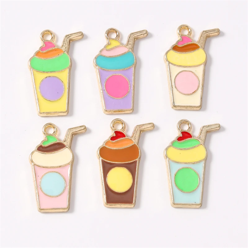 Duarte 20 Stück/Set Niedliche Emaille Sommergetränk-Becher Anhänger für Schmuckherstellung, Ohrringe, Halsketten, DIY Bastelzubehör – Detail 6