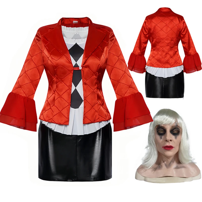 Anime Lady Jocer Women Clown Gaga Cosplay Costume Harley Outfit Women 2024 New Film Halloween Canarval Cosplay Dress Mask Suit