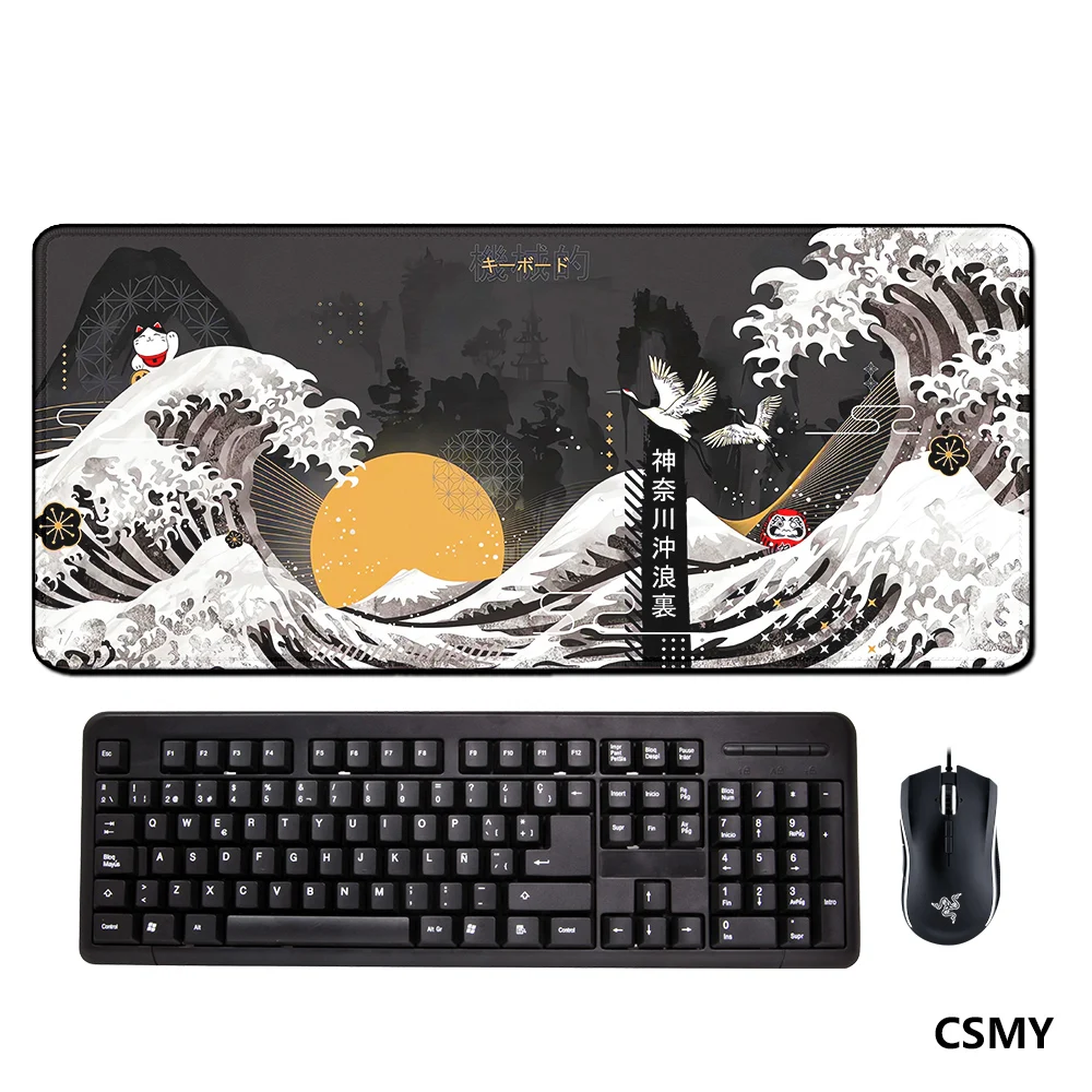 

Коврик для мыши The Great Wave Of Kanagawa, компьютерное искусство, большой игровой коврик для мыши Gamer XL, резиновый коврик для клавиатуры отаку, коврик для ноутбука, стола