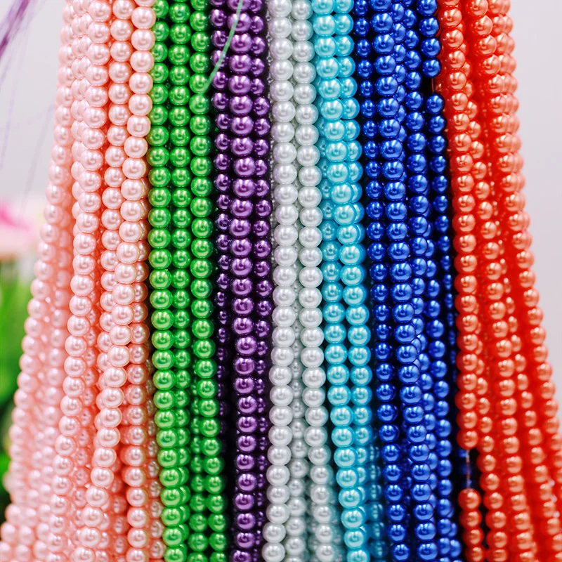 

10 Strings of 8mm High Gloss Glass Imitation Pearls Beads DIY Clothing Bags Shoes Decorative Accessories Jewelry Making Material