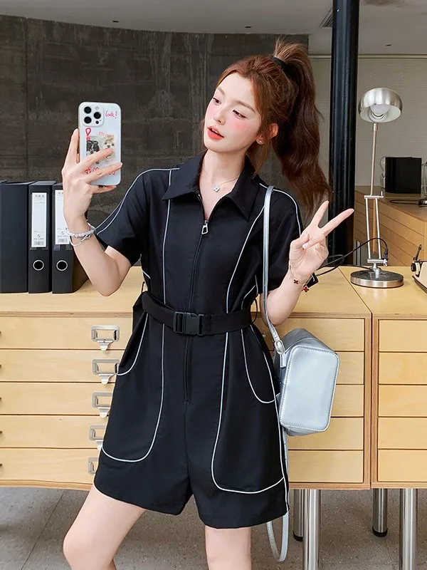 

Женские брюки Ele Bla-Piece: модные, уникальные, утягивающие, летние, новинка, корейский стиль, прямые штанины