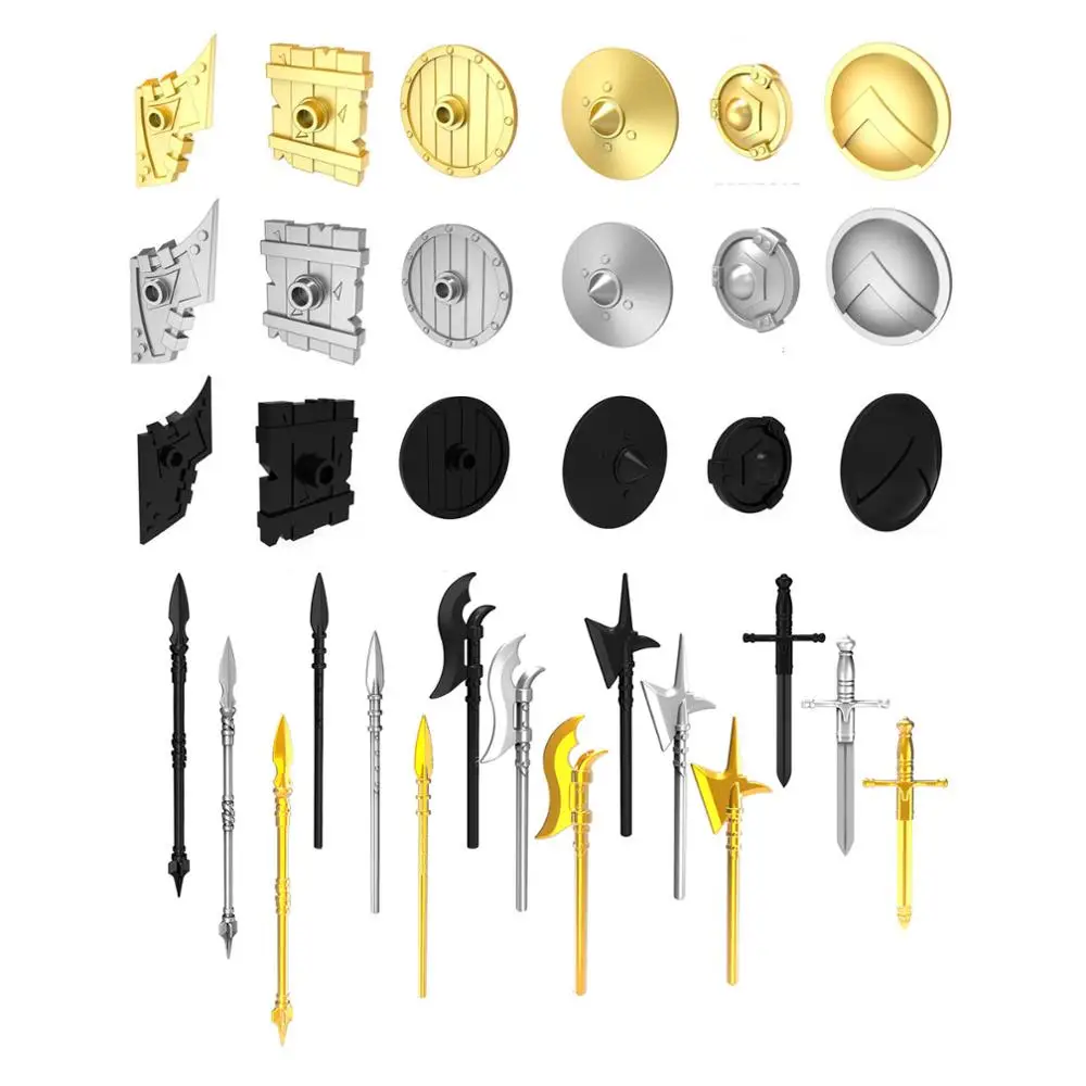 Weapon Accessorie Castle knight Sword Spare Shield Knife Middle Ages Total War Building Block MOC Toy Child Boy Gift