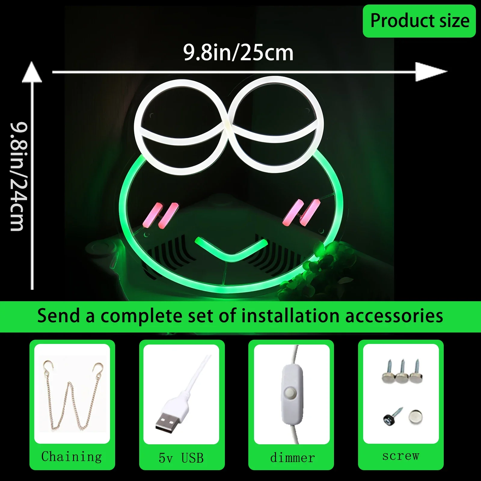 Charming Frog LED Neon Lights, USB Powered, Room, Bedroom, Birthday Gift, Gaming Room Decoration, Neon Signs, Club Decor