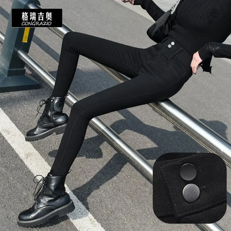 Spring And Summer 2023 High Waist Black Thin Leggings Elastic Tight Capris Women