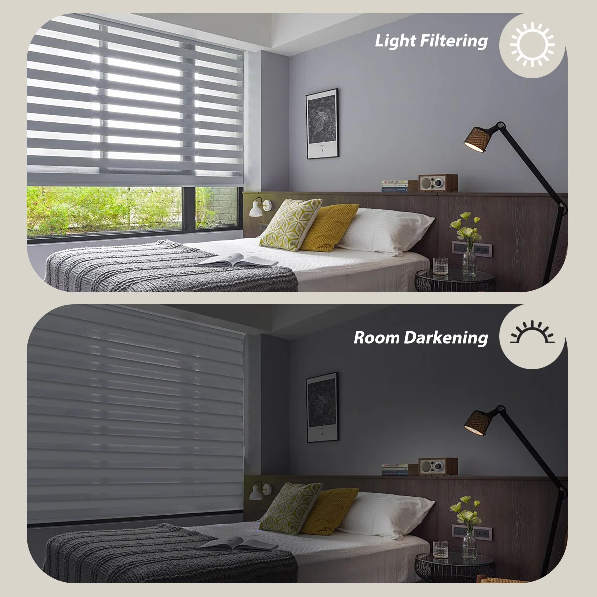 Window Zebra Shades Black Out Blinds Remote Control Vision Smart Zebra Blinds Motorized Automatic Window Blinds