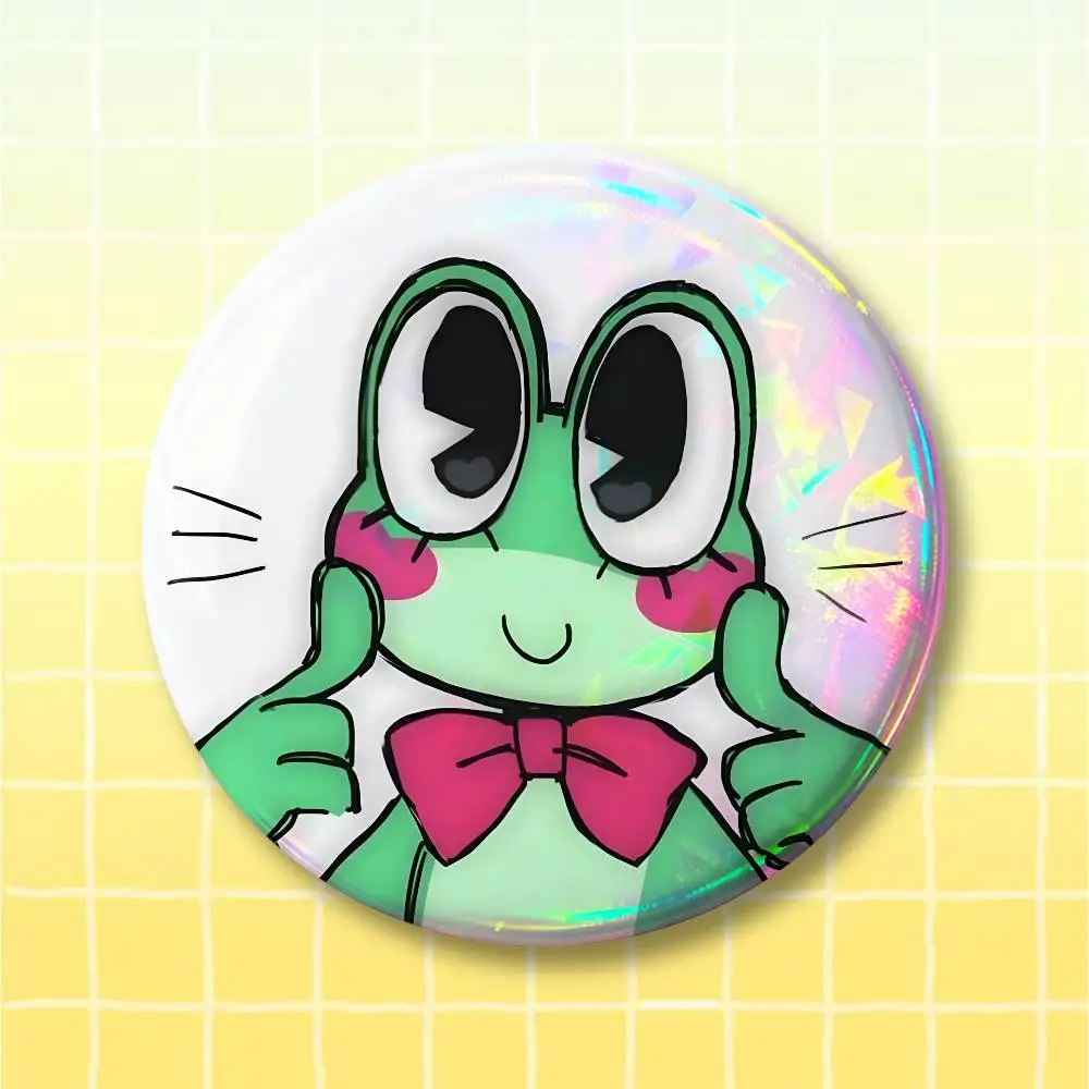 R-Ribbit Frog Pin Buttons Round Badge for Clothes Bags Hats Pins Accessories Backpacks Tote Bags Unisex Outfit Decor view 4