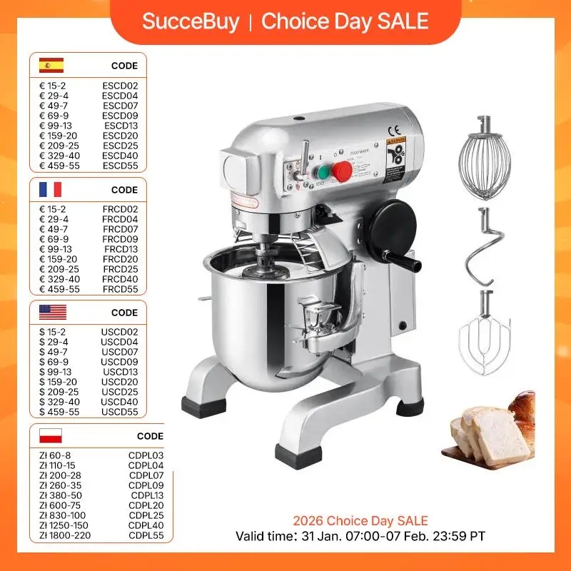 VEVOR Elektrische Küchenmaschine 450 W 10L, Rührmaschine, 3 Geschwindigkeiten, Universalküchenmaschinen, Teigmaschine, Schutzdesign mit 10 L Edelstahl-Rührschüssel, Schneebesen, Knethaken, Rührbesen