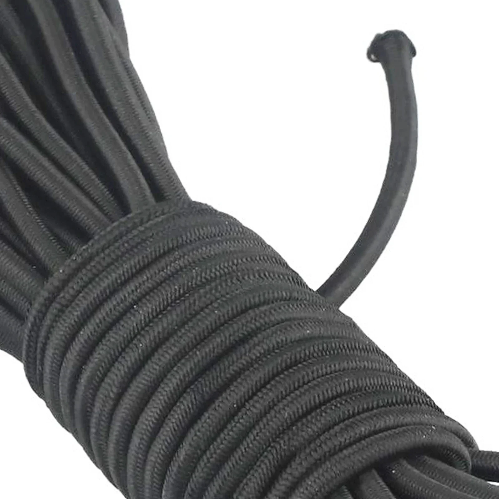 1pc 10m 4mm Black High Tension Cord Bungee Elastic Rope Cord Rubber Elastic Rope Outdoor Tent Kayak Boat Backage