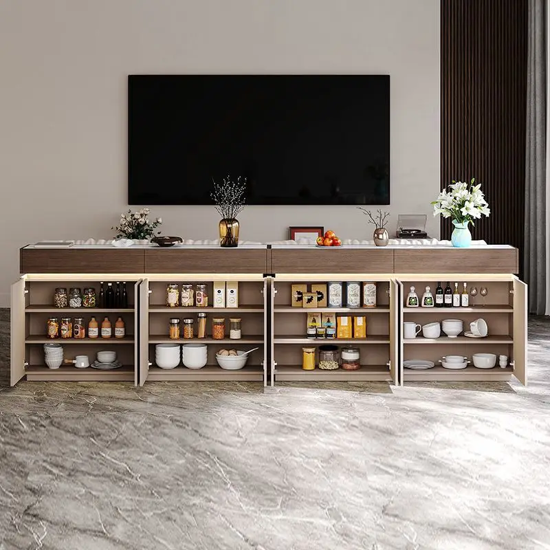 LMM ultra-thin dining side cabinet integrated against the wall, modern simple sofa back cabinet 30cm