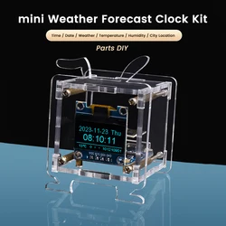 DIY Esp8266 Mini Electronic Clock kits 0.96 Inch Oled Display Support 2.4G Wifi Networking With CaseDiy Soldering Loose Parts