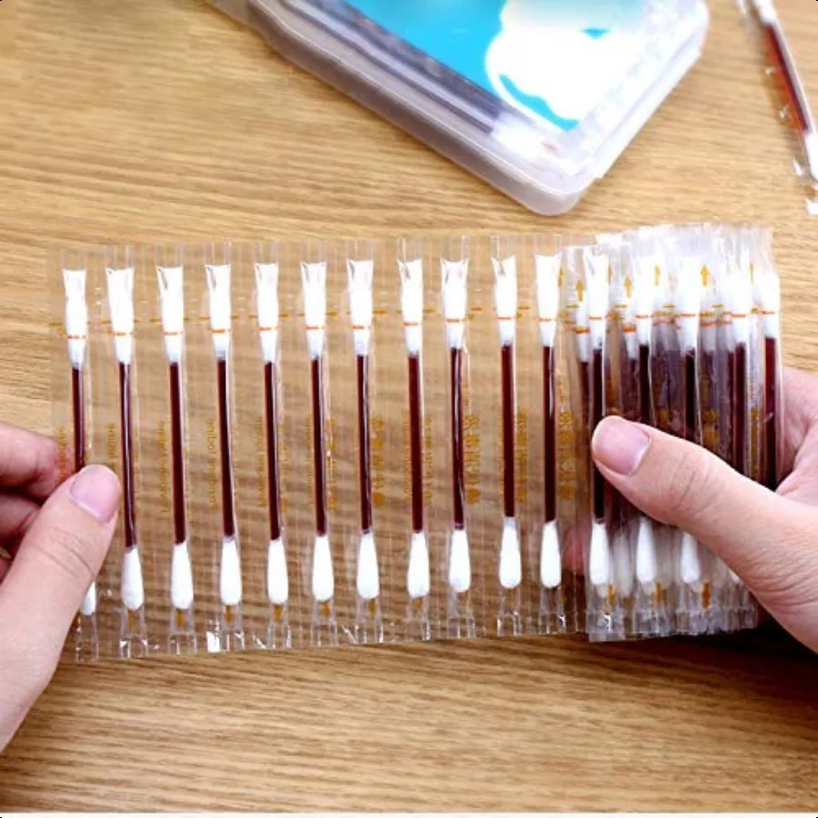 HUNWEY 75ct ヨウ素綿棒 緊急ケア衛生綿棒 女性男性赤ちゃん用