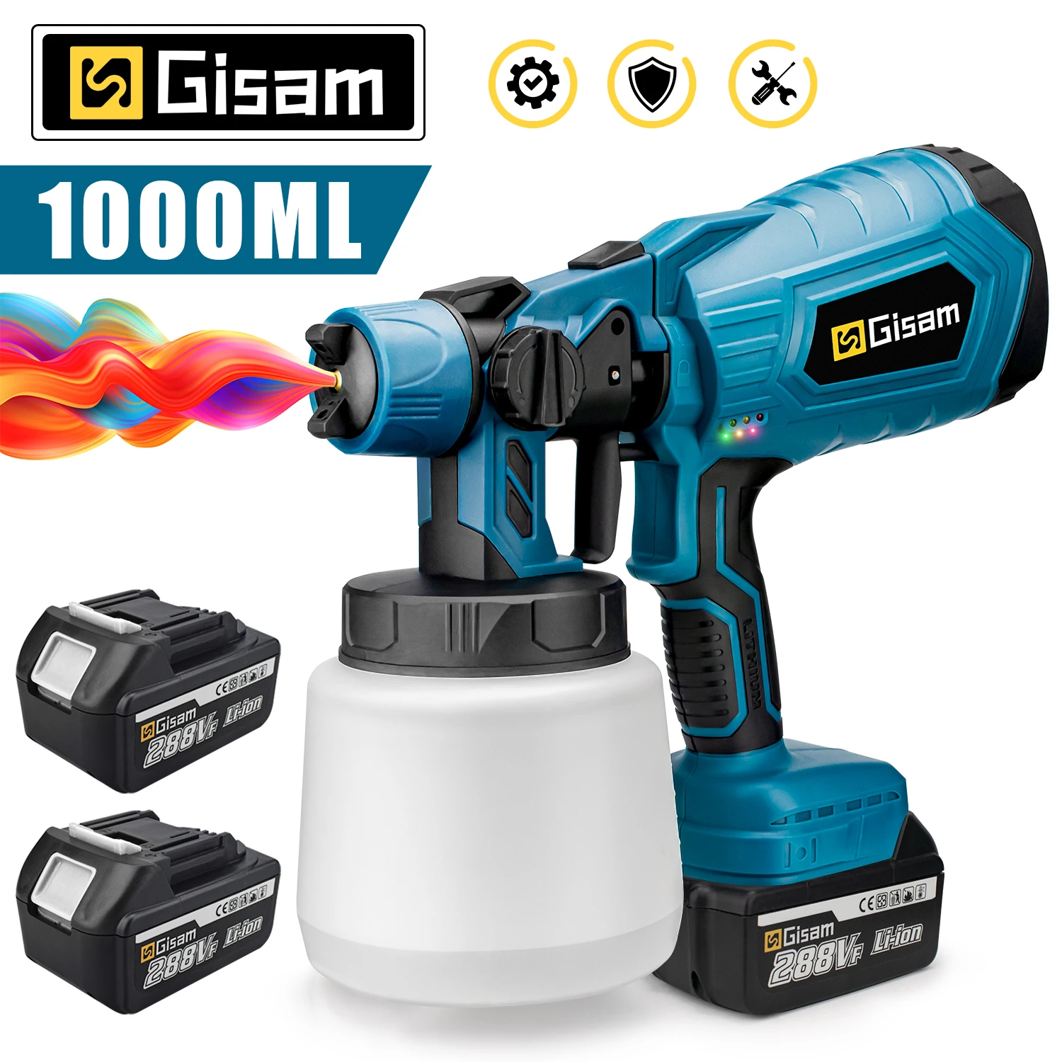 pistola eletrica sem fio 1000ml hvlp home pulverizador de pintura portatil auto moveis aerografo de revestimento de aco para makita 18v bateria 01