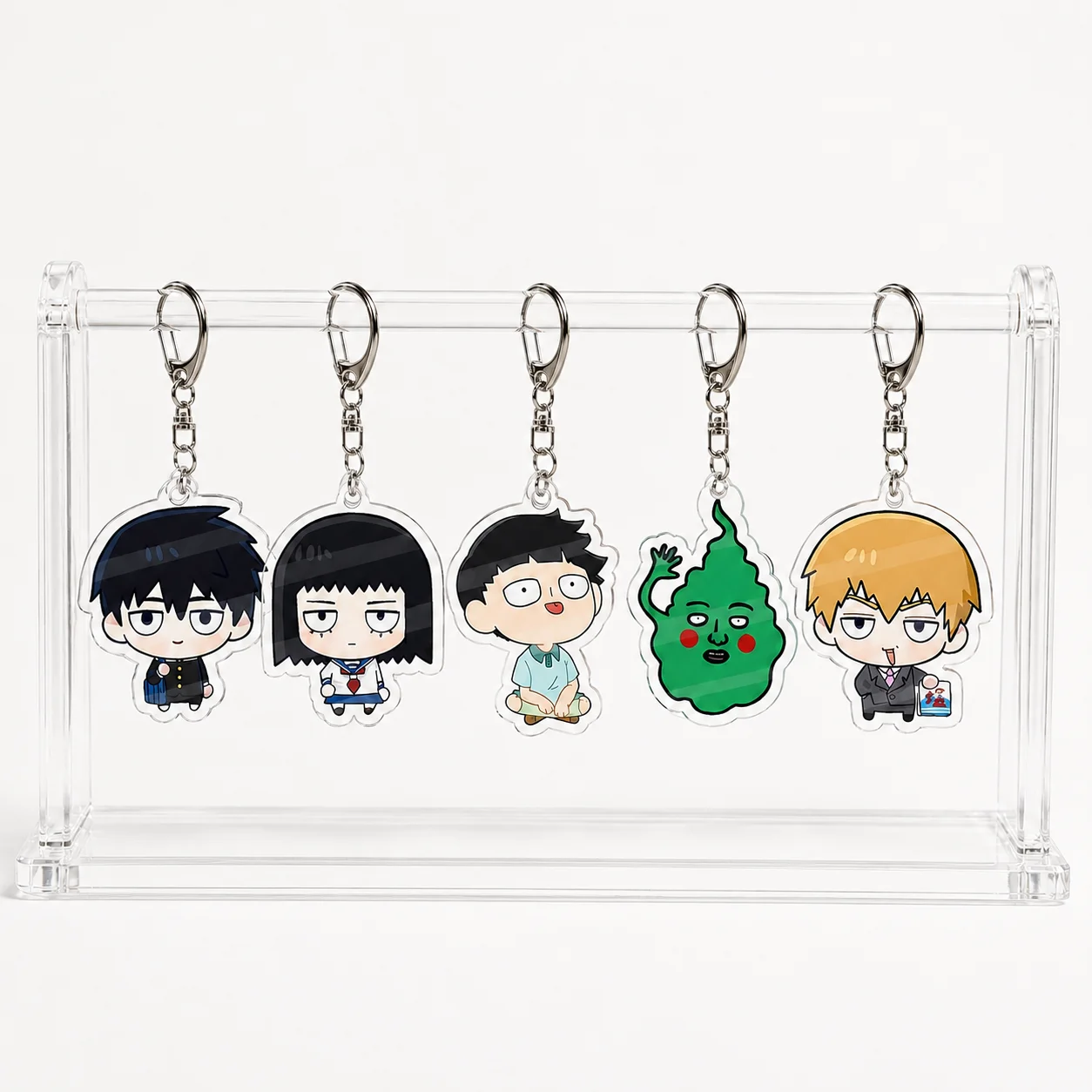 Mob Psycho 100 Acrylic Figure Stand Double Side Shigeo Mob Desktop Decor Keychain Kingring Bag Charms Souvenir Creative Pendant