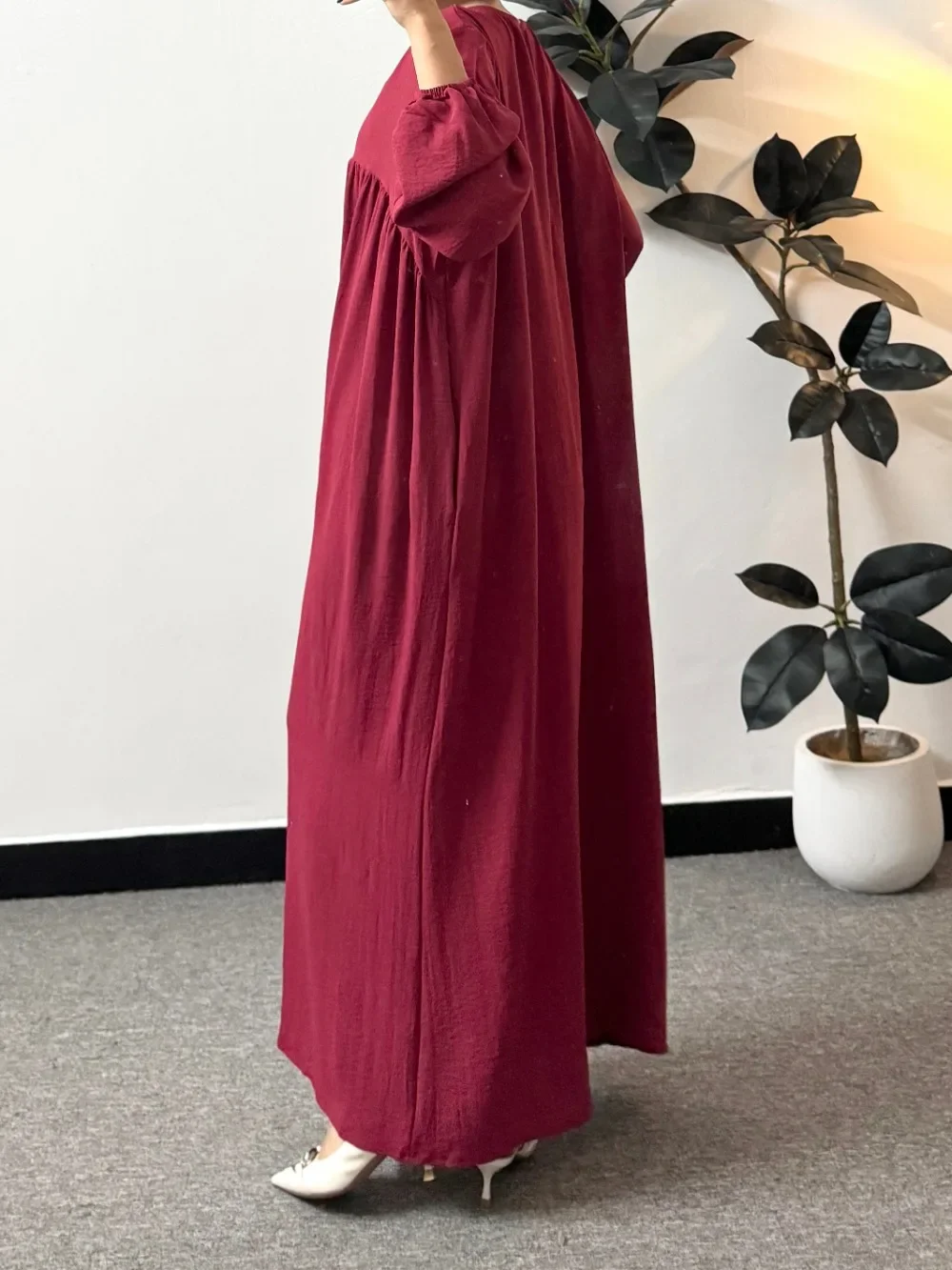 Full Sleeve Loose Maxi Prayer Dress Muslim Modest Dresses Jilbabs Casual Solid Pockets Robe Long Ramadan Dress Women Abayas