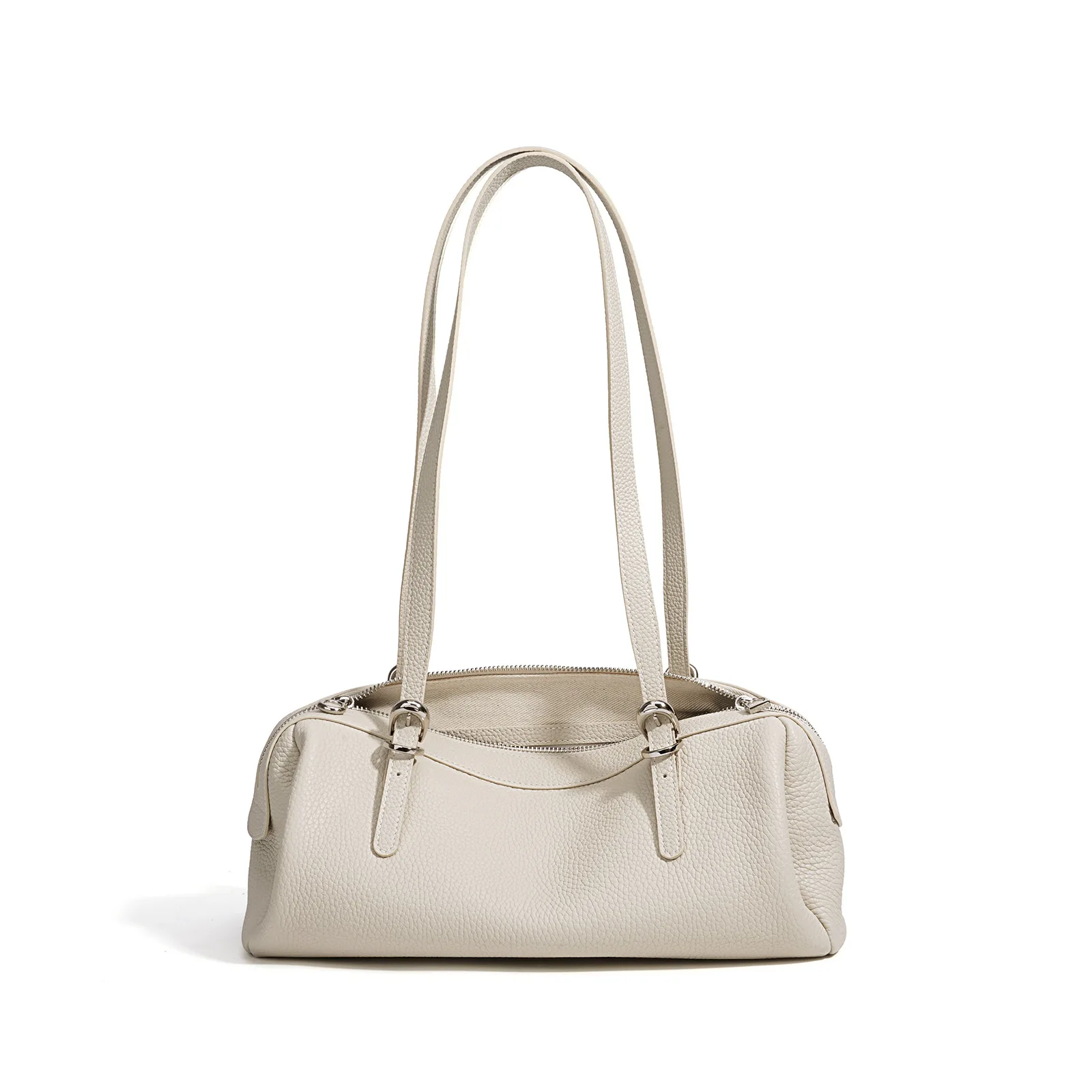 

Women's Top-Grain Cowhide Bowling Shoulder Bag Multi-Way Carry with Inner Zipper Pocket Daily Commute Handbag