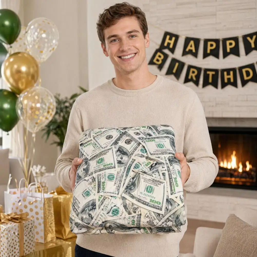 Visual Impact Money Print Blanket Blanket U.s Money Blanket Thickened Polyester Throw Soft Warm Nap for Sofa Bed Couch Chair Use