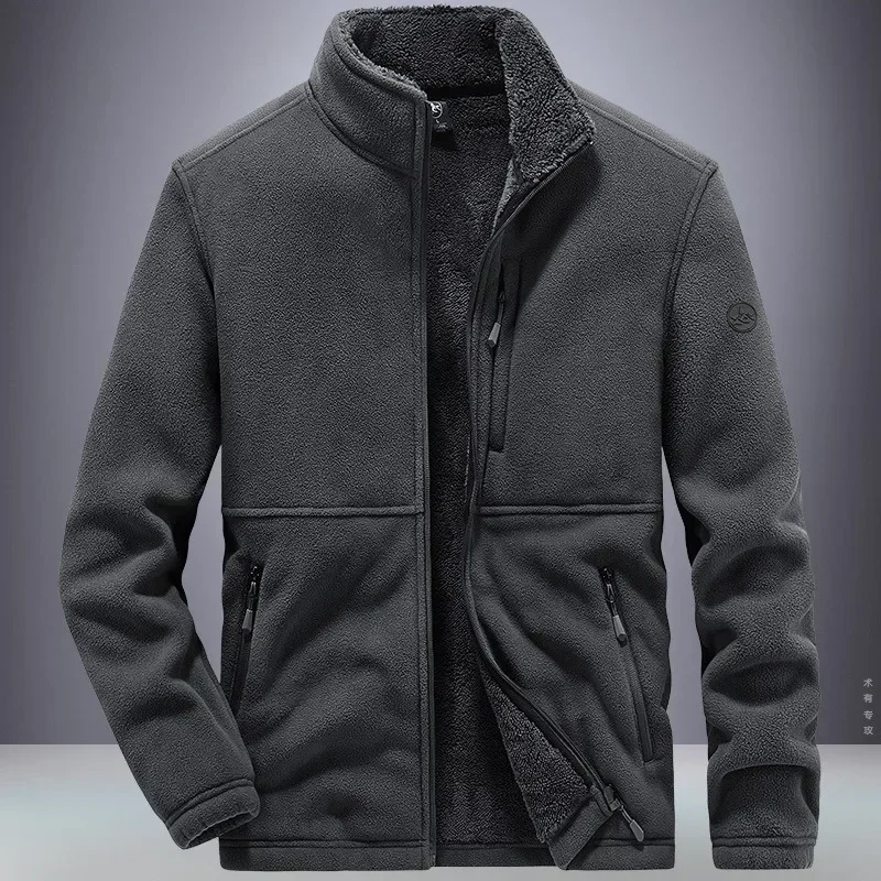 Winter Jacket for Men, Trendy with Added Fleece and Thick Lamb Jacket, Outdoor Sportswear, Oversized Jacket