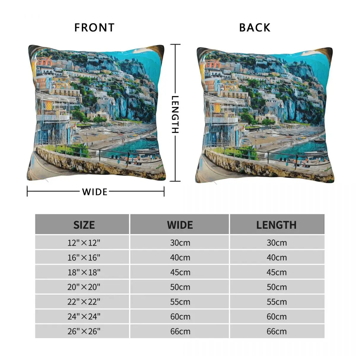 Capri Island Italy Square Pillowcase Polyester Linen Velvet Creative Zip Decor Car Cushion Cover