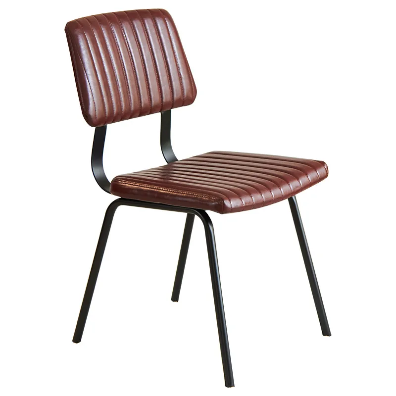 

Industrial style wrought iron dining chair simple modern PU soft bag commercial cafe restaurant bar casual back
