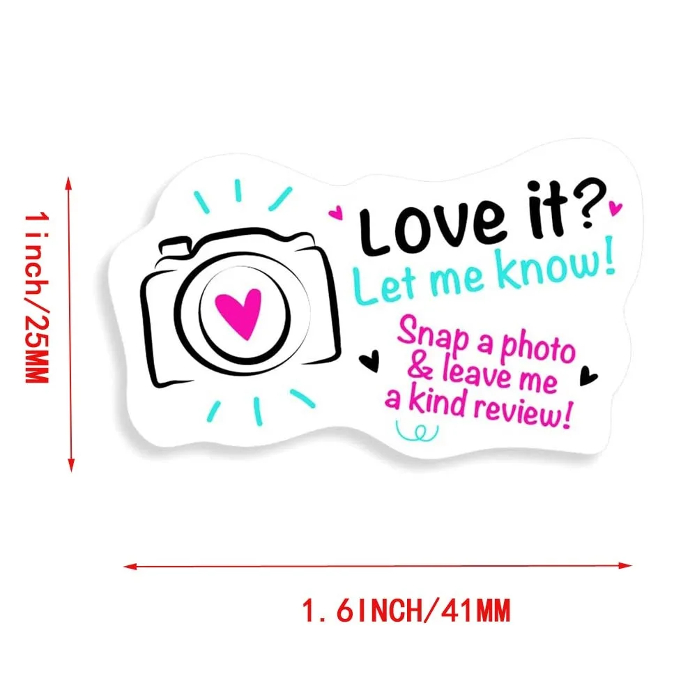 100 sztuk Love it Let Me Know with Cute Camera Design Stickers 1.6inch Thank You Stickers Bakeries Handmade Small Business Stickers