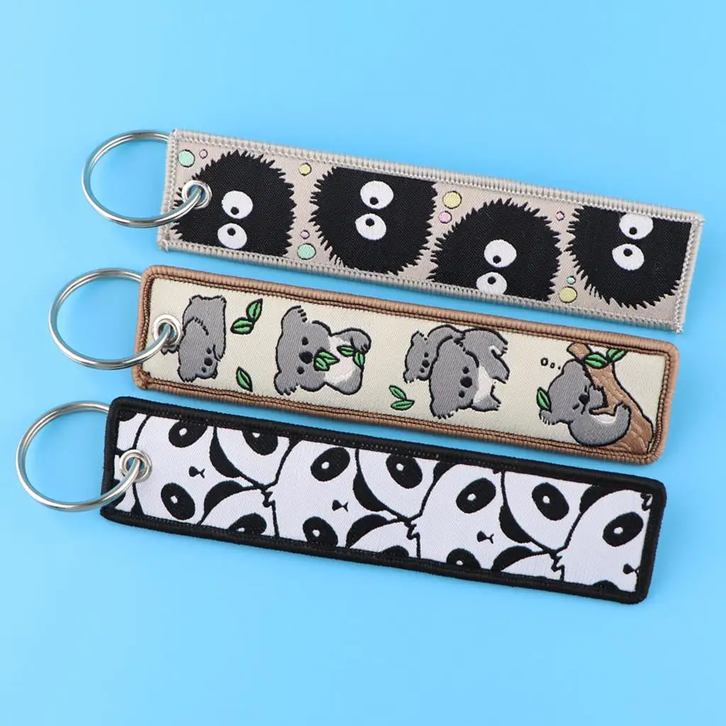 Cute Koala Capybara Key Tag Cartoon Animals Embroidery Jet Tag Keychain for Motorcycles Cars Backpack Accessories Kids Gifts PCS