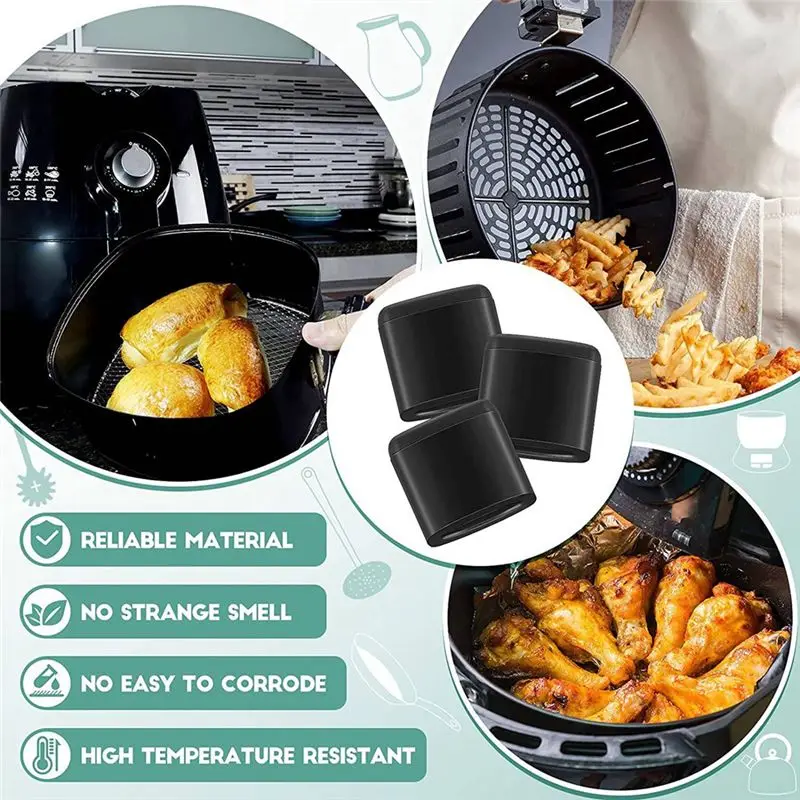 【PLAISIR】2X Air Fryer Rubber Bumpers,Air Fryer Tray Rubber Replace Parts,Non-Scratch Protective Covers For Air Fryer Pan - view 6